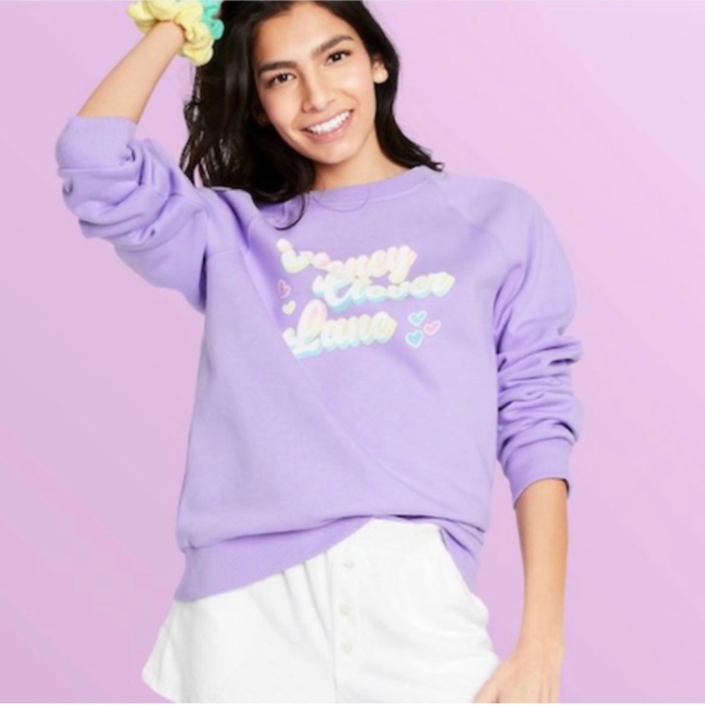 Stoney Clover Lane x Target Purple Crew Graphic Sweatshirt Top womens S